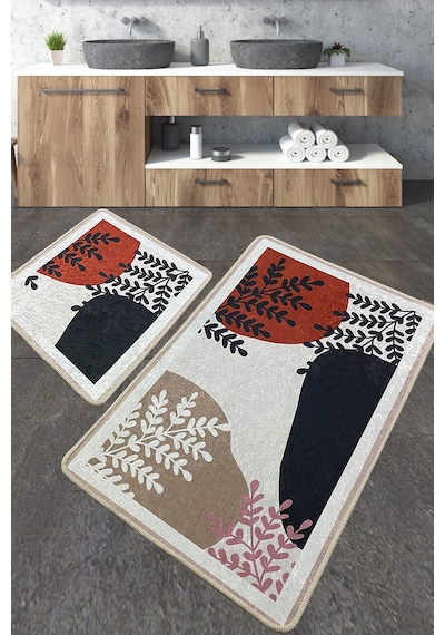 Noe Banyo Halısı Djt 2 Li Set Banyo Halısı Paspas Yıkanabilir Kaymaz Çok Renkli