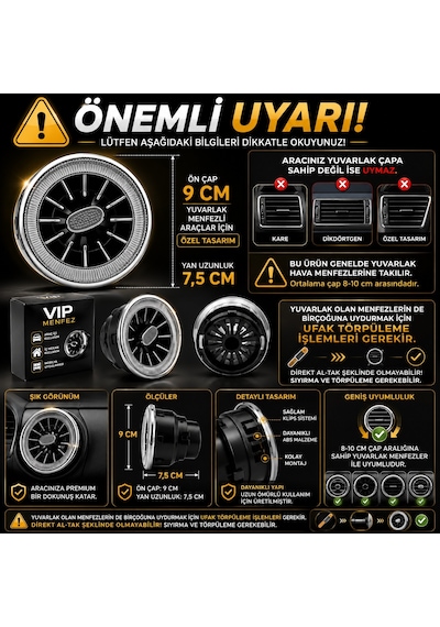 Vip Premium Model Klima Menfezi Izgarası ÇAPI 9-10CM (1 ADET)