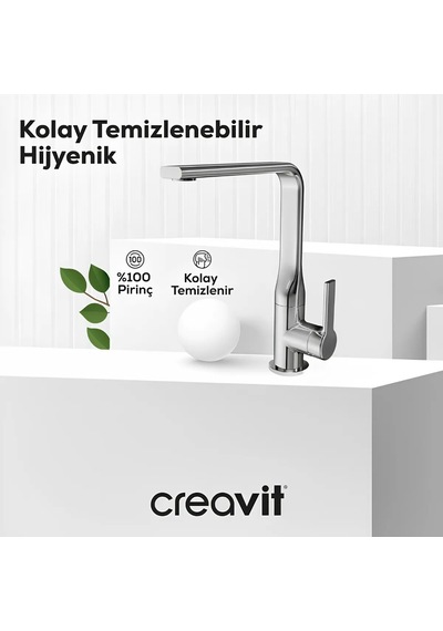 Krom Mutfak Eviye Bataryası İle Şık Ve Modern Kullanım Açık Gri
