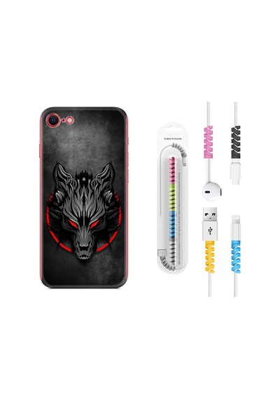 Apple Uyumlu iPhone 7 8 Kılıf Kablo Koruyuculu Dark Wolf 1813
