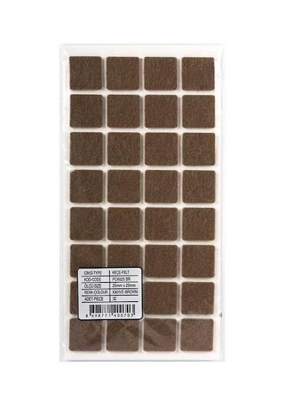 Yapışkanlı Masa Sandalye Keçesi Zemin Koruyucu Keçe Yuvarlak 1 Paket 25 Mm X 25 Mm Kahverengi