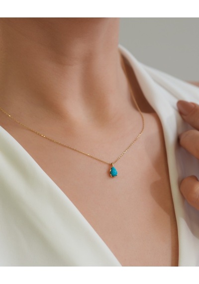 Debora Jewelry 14 Ayar Altın Firuze Taşlı Kolye