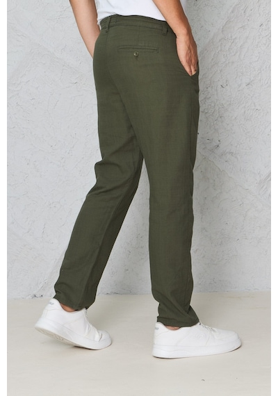 Myrab Denim Yazlık Rahat Kalıp Keten Pantolon Haki