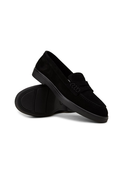 Deery Kadın Hakiki Süet Siyah Loafer Ayakkabı - 02038zsyhc02