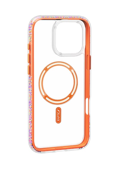 Apple iPhone 16 Pro Max Kılıf Magsafe Uyumlu Raptic Airjoy Serisi Boncuk Tasarımlı Şeffaf Kapak Turuncu