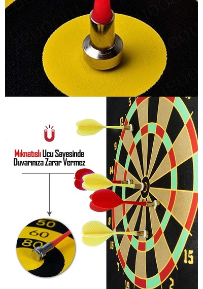 6 Oklu Mıknatıslı Dart Seti Çift Yönlü Manyetik Duvara Zarar Vermeyen Dart Oyunu