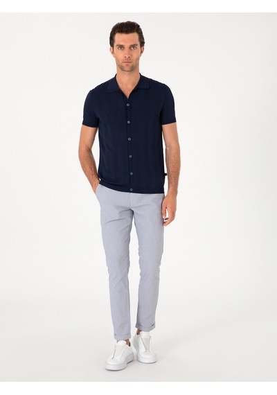 Cacharel Lacivert Regular Fit Kısa Kollu Triko Hırka