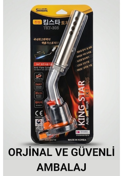 Shinsung Kıng Star Profesyonel Multifonksiyonel Otomatik Gaz Pürmüz Başlık Torch Tkt-305 Gri