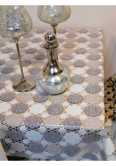 İthal Pvc Muşamba - Desenli Silinebilir Masa Örtüsü 11lace006 Renkli