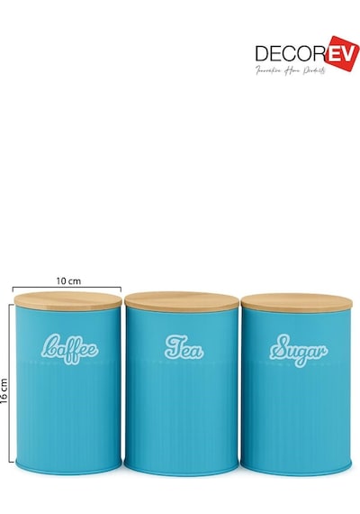 Bambu Kapaklı Metal Çay Kahve Şeker Kavanoz Seti Yeşil