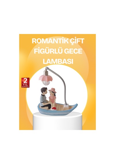 Romantik Çift Figürlü Gece Lambası Sandal Model Sevgiliye Özel Hediye Çok Rnekli