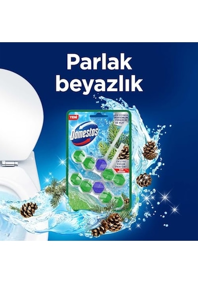 Domestos Wc Blok 5'li Güç Çam Ferahlığı 600 Sifona Kadar Güçlü Temizlik 110 Gr İkili Paket