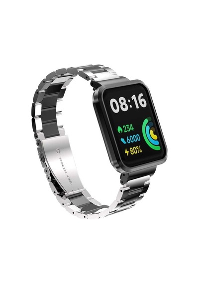 Xiaomi Redmi Watch 2 Lite Uyumlu Krd-60 Metal Zore Kordon-gümüş-siyah
