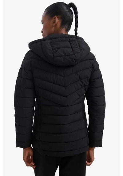 Defacto Defactofit Su İtici Regular Fit Kapüşonlu Fermuarlı Cepli Şişme Mont E9253ax25aubk81 Siyah-bk81