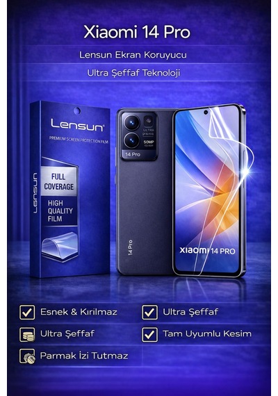 Xiaomi 14 Pro Lensun Ultra Şeffaf Ekran Koruyucu Film