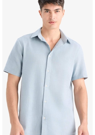 Defacto %100 Pamuk Regular Fit Polo Yaka Yazlık Kısa Kollu Gömlek D8613ax25smbe524 Mavi