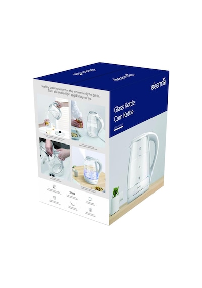 Deerma DEM-SH30W 1.7 L Mavi Işıklı Cam Kettle