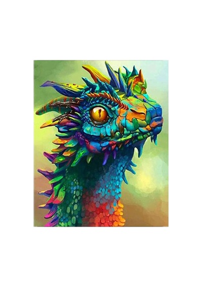 Rengarenk Dragoncuk Sticker Çerçevesiz 60x75 Bul-boya Seti