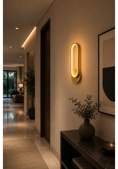 Dekoratif 20w Halka Modeli İç Mekan Gold Kasa Amber Işık 30 Cm Duvar Aplik Pilli 2 Adet