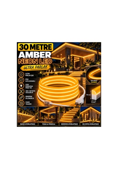 30 Metre 220v Amber Neon Led 8x16 Mm Ultra Parlak Ip65 Suya Dayanıklı Fişli Tak Çalıştır Montaj Aparatları Dahil Iç Dış Mekan Bahçe Cephe Aydınlatma Sarı - 939335037 Sarı 30 Metre 220v Amber Neon Led 8x16 Mm Ultra Parlak Ip65 Suya Dayanıklı Fişli Tak Çalıştır Montaj Aparatları Dahil Iç Dış Mekan Bahçe Cephe Aydınlatma Sarı - 939335037 Sarı