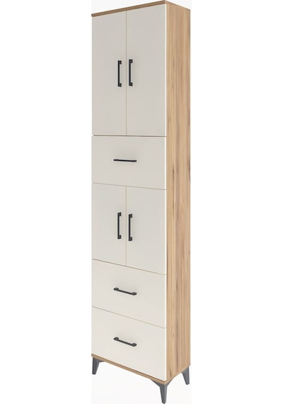 Arges Dolap 5 Raflı 3 Çekmeceli 4 Kapaklı 60x30x243 Çam-aytaşı Çam