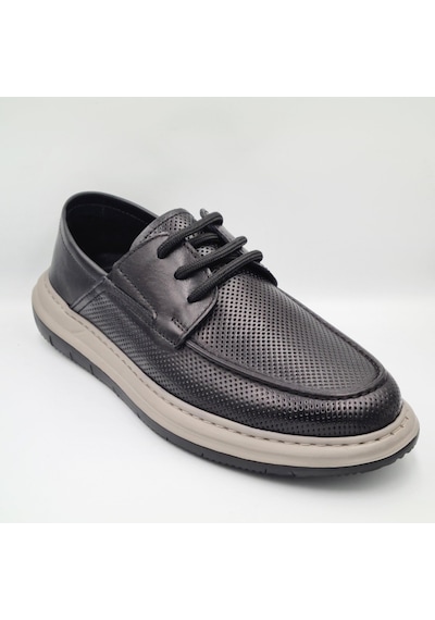 Greyder 64695 Siyah Hakiki Deri Erkek Casual Comfort Ayakkabı Siyah