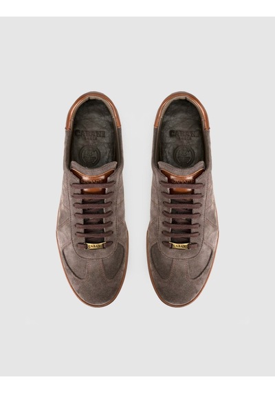 Cabani Hakiki Dana Deri Kahve Süet Erkek Sneaker Ayakkabı Kahverengi