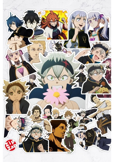 Black Clover Kara Yonca Anime Telefon Laptop Bullet Journal Sticker Paketi 25 Adet Çok Renkli