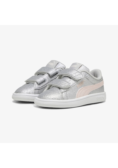Puma Smash 3.0 Glit Glam V Çocuk Gri Spor Ayakkabı Düz 394688 Gri