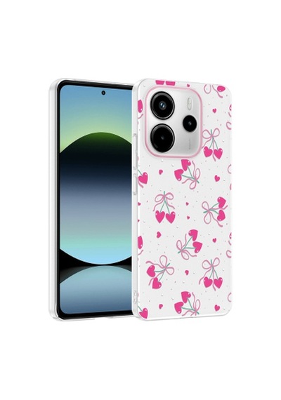 Xiaomi Redmi Note 14 4g Kılıf Kamera Korumalı Desenli Zore Klip Kapak Xiaomi Redmi Note 14 4g Zore - Kalpli Kiraz
