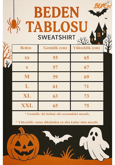 Bumeta Sevimli Hayalet Baskılı Cadılar Bayramı Halloween Sweetshirt Unisex Kapüşonlu Hoodie Siyah