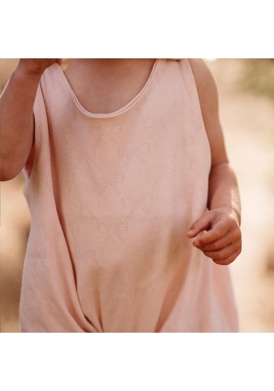 Antebies Organik Pembe Kurdele Jakarlı Omuzda Çıtçıtlı Kolsuz Şortlu Balon Kız Bebek Tulum