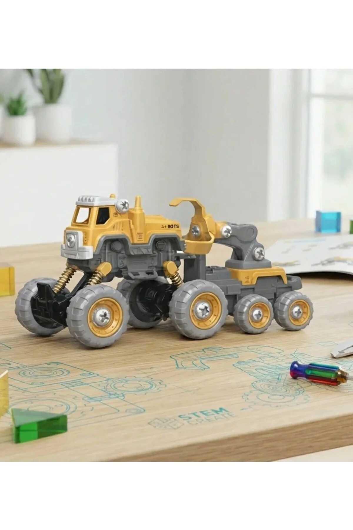 4x4 Geri Çek-bırak Vinçli Kamyon Dıy Oyuncak Seti, 25+ Sök-tak Parça