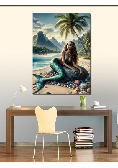 Kanvas Tablo Deniz Kızı Ve Kumsal 70cmx100cm