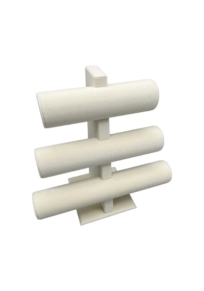 Yerli Üretim Süet Kumaş Krem Renk Üçlü Kademeli 30/26 Cm Bileklik-saat Sergileme Standı Çok Renkli