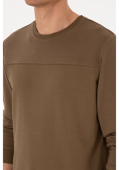 U.S. Polo Assn. Erkek Bisiklet Yaka Regular Fit Haki İnce Sweatshirt 50315455-VR027