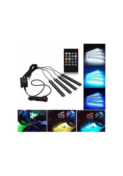 9 Ledli Ayak Altı Led Lamba Sese Ve Müziğe Duyarlı Kumandalı Led Rgb