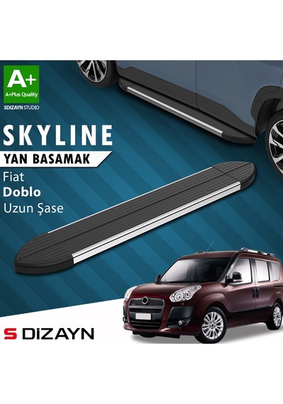 S-dizayn Fiat Doblo 2 Uzun Şase Skyline Krom Yan Basamak 223 Cm 2010-2023 A+ Kalite