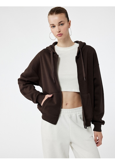 Koton Şardonlu Uzun Kollu Kapüşonlu Kanguru Cepli Oversize Fermuarlı Sweatshirt Kahverengi 6wal10130ık Kahve Koton Şardonlu Uzun Kollu Kapüşonlu Kanguru Cepli Oversize Fermuarlı Sweatshirt Kahverengi 6wal10130ık Kahve