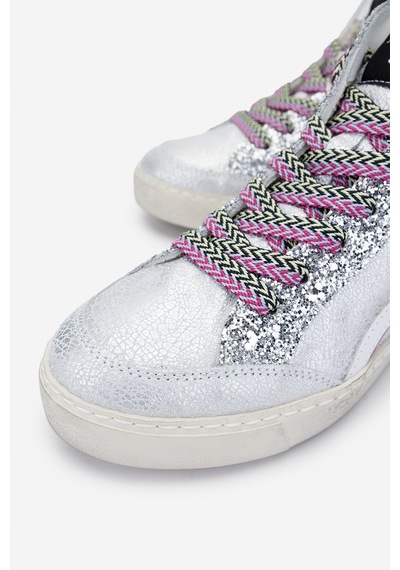 Méliné Kadın Hakiki Deri Sneakers & Spor Bot 1117 321 Nkc Bn Bot Y25 Crack Lam Gümüş