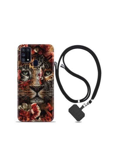 Samsung Uyumlu Galaxy A21S Kılıf Ipli Askılı Flowers Baby Tiger 1336