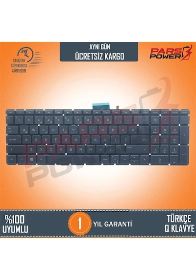 HP Uyumlu 15-rb011nt (7GT17EA) Klavye Işıklı Siyah (TR) (Pars Power) Siyah - Yeşil Işıklı 405871