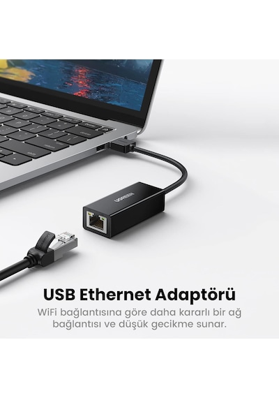 Ugreen Usb 2.0/100mbps Rj45 Ethernet Adaptörü, 20254