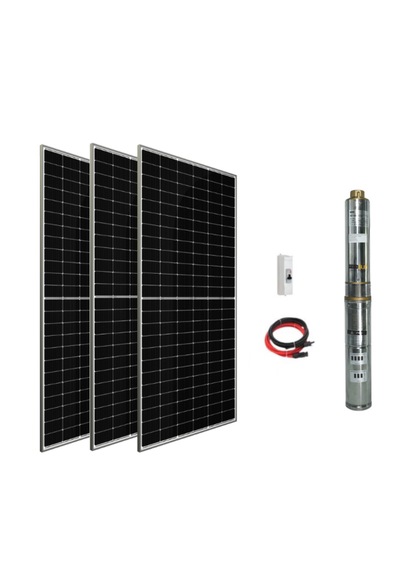 72 V Volt 1.5 Hp 1.1 Kw 1100 W Watt Dc Kademeli Dalgıç Solar Pompa 1650 Watt Güneş Paneli Solar Sulama Paket Sistem