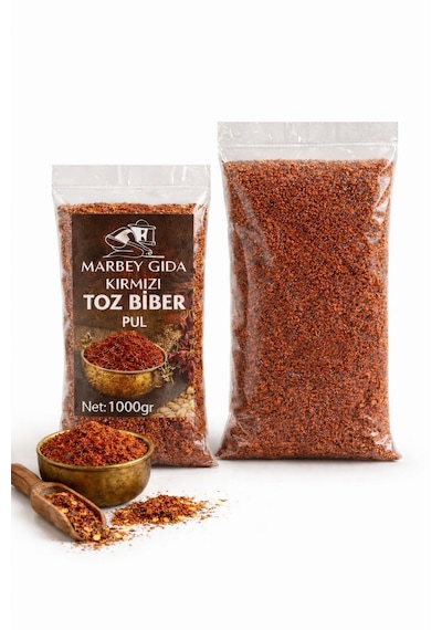 1000 Gr Kırmızı Acı Pul Toz Biber Marbey Gıda