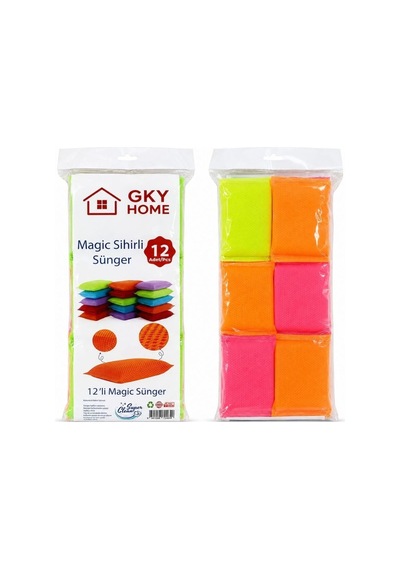 Gky Home 12'li Magic Sosyete Sünger Çok Renkli