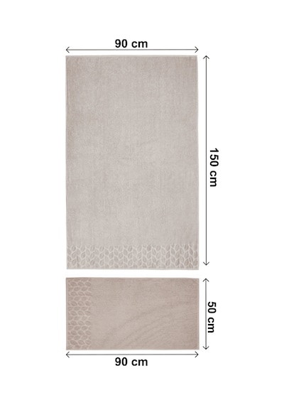 Hazal %100 Pamuklu Kutulu 4'lü Banyo Havlu Seti Hamam Takımı 50x90 - 90x150 Bej-krem - 00081 Bej