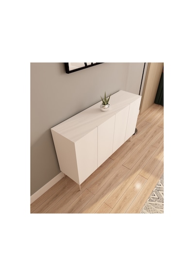Serel 120 Cm Konsol, Tv Ünitesi, Çok Amaçlı Dolap - Beyaz-gümüş Beyaz-gümüş