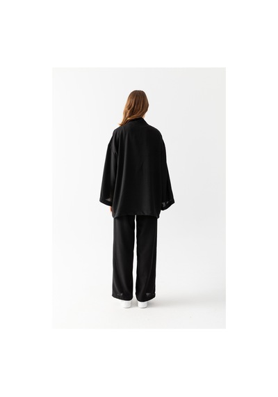 Zen Elegance Kadın Kimono Takım - Geniş Paça Keten Dokulu Alt Üst Yazlık Kadın Takım Siyah Zen Elegance Kadın Kimono Takım - Geniş Paça Keten Dokulu Alt Üst Yazlık Kadın Takım Siyah