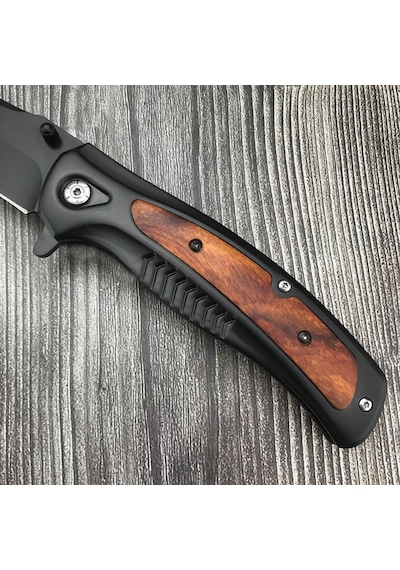 Sog Kişiye Özel Serisi Ahşap Saplı Kamp Outdoor Çakı Bıçak Siyah